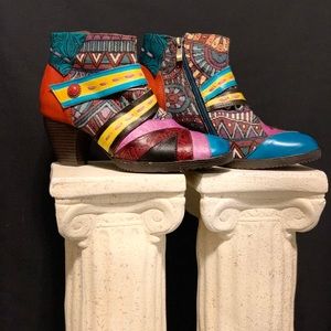 SOCOFY BOHEMIAN ANKLE BOOTS SZ 8.5